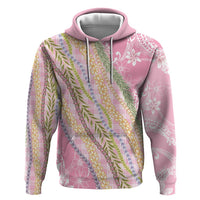 Pink Palaka Hawaii Leis Hoodie Hawaiian-plaid Elegant Tropical Vibes - Polynesian Pride