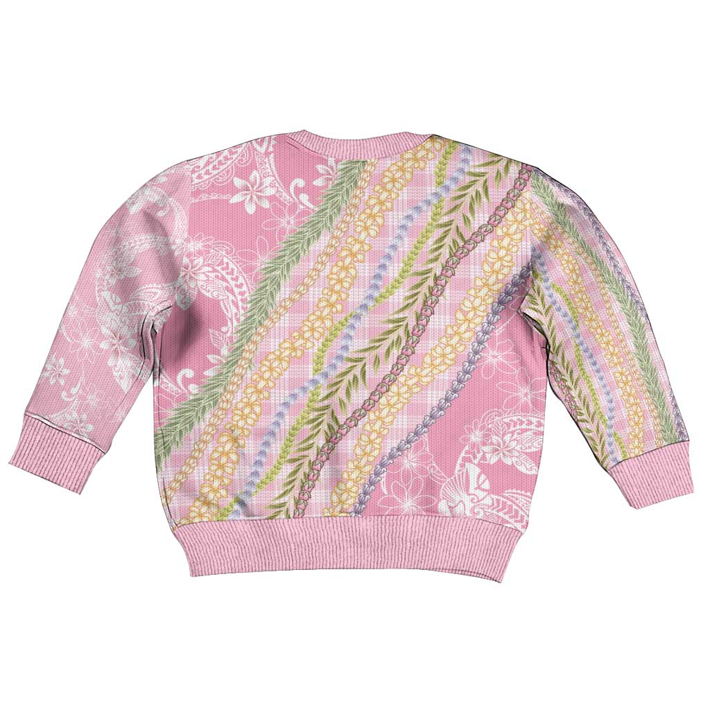 Pink Palaka Hawaii Leis Kid Ugly Christmas Sweater Hawaiian-plaid Elegant Tropical Vibes - Polynesian Pride