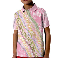 Pink Palaka Hawaii Leis Kid Polo Shirt Hawaiian-plaid Elegant Tropical Vibes - Polynesian Pride
