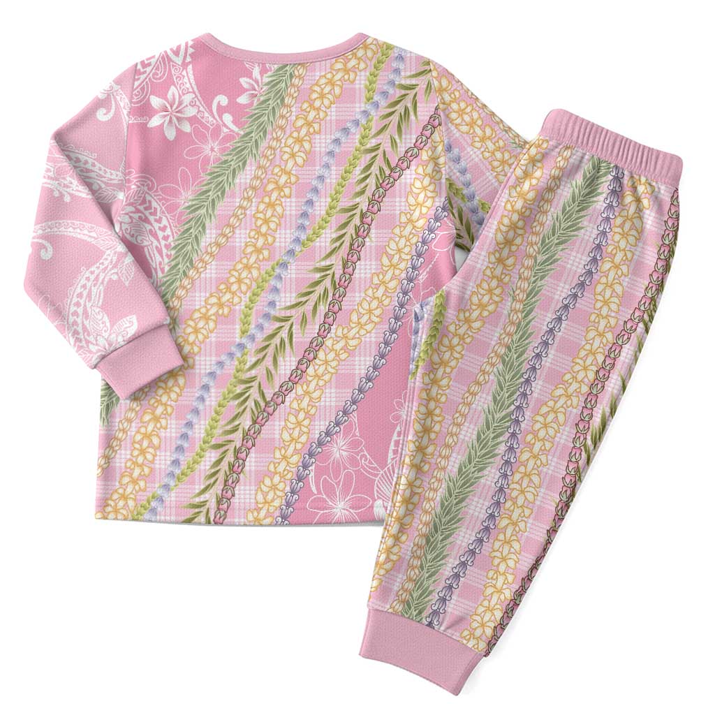 Pink Palaka Hawaii Leis Christmas Pajama Set Hawaiian-plaid Elegant Tropical Vibes - Polynesian Pride