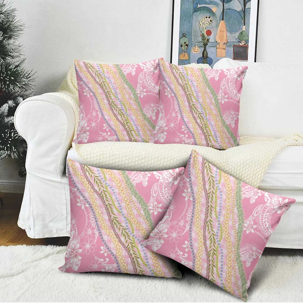 Pink Palaka Hawaii Leis Pillow Cover Hawaiian-plaid Elegant Tropical Vibes - Polynesian Pride
