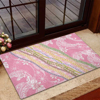 Pink Palaka Hawaii Leis Rubber Doormat Hawaiian-plaid Elegant Tropical Vibes - Polynesian Pride