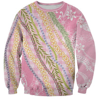 Pink Palaka Hawaii Leis Sweatshirt Hawaiian-plaid Elegant Tropical Vibes - Polynesian Pride