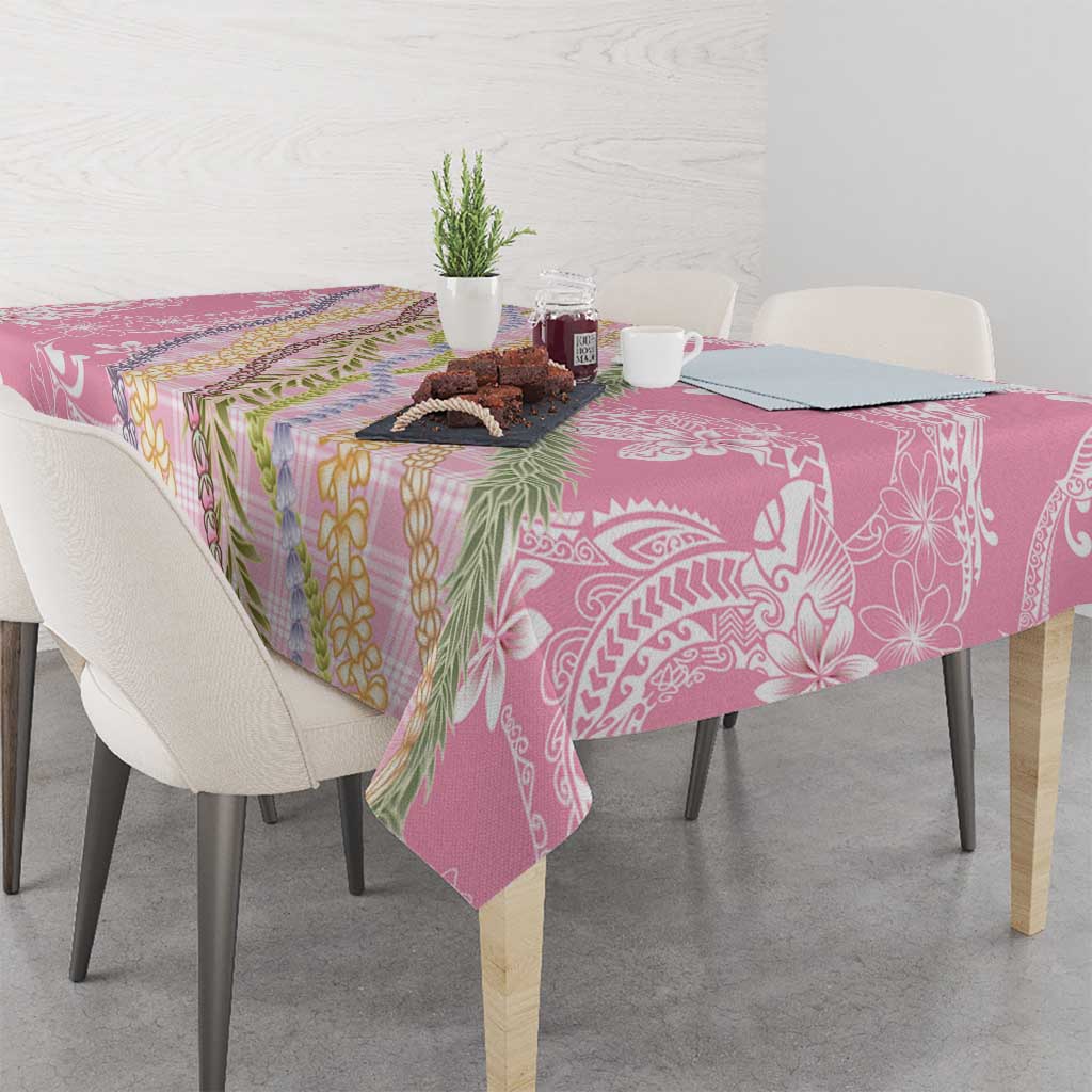 Pink Palaka Hawaii Leis Tablecloth Hawaiian-plaid Elegant Tropical Vibes - Polynesian Pride