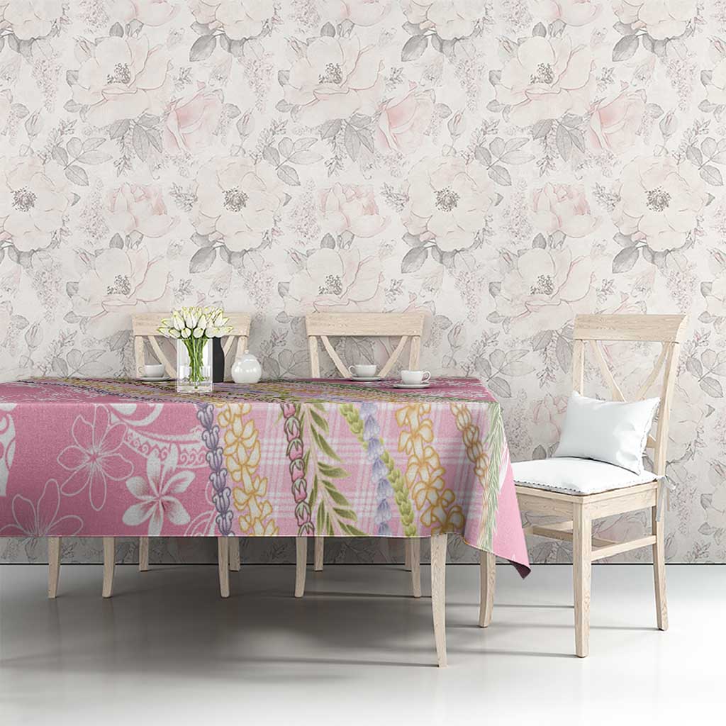 Pink Palaka Hawaii Leis Tablecloth Hawaiian-plaid Elegant Tropical Vibes - Polynesian Pride