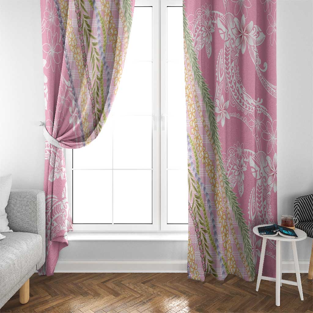 Pink Palaka Hawaii Leis Window Curtain Hawaiian-plaid Elegant Tropical Vibes - Polynesian Pride