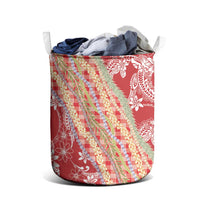 Red Palaka Hawaii Leis Laundry Basket Hawaiian-plaid Elegant Tropical Vibes - Polynesian Pride
