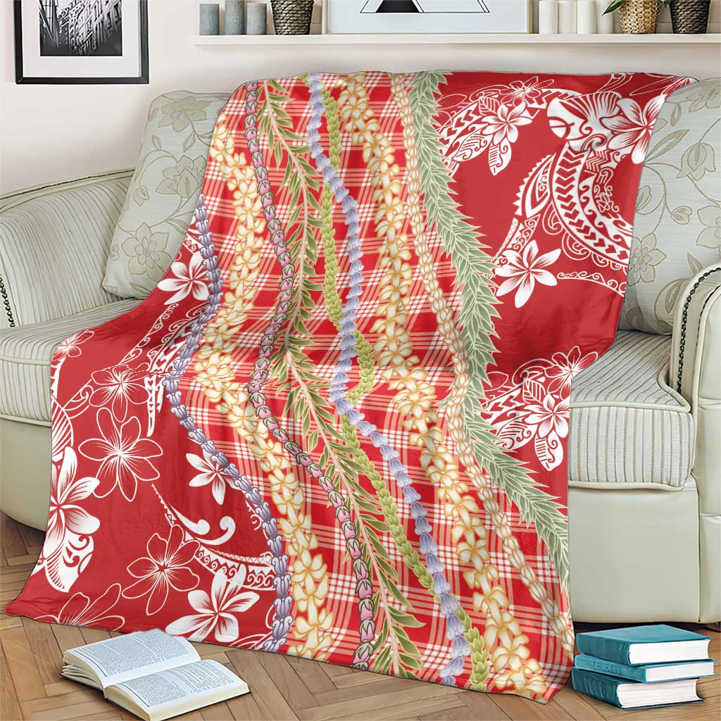 Red Palaka Hawaii Leis Blanket Hawaiian-plaid Elegant Tropical Vibes - Polynesian Pride