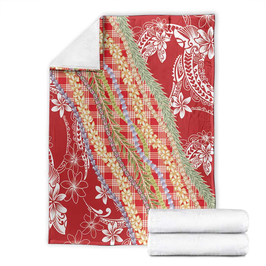 Red Palaka Hawaii Leis Blanket Hawaiian-plaid Elegant Tropical Vibes - Polynesian Pride