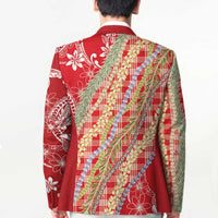 Red Palaka Hawaii Leis Blazer Hawaiian-plaid Elegant Tropical Vibes - Polynesian Pride