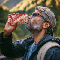 Red Palaka Hawaii Leis 4 in 1 Can Cooler Tumbler Hawaiian-plaid Elegant Tropical Vibes - Polynesian Pride