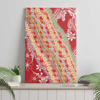 Red Palaka Hawaii Leis Canvas Wall Art Hawaiian-plaid Elegant Tropical Vibes - Polynesian Pride