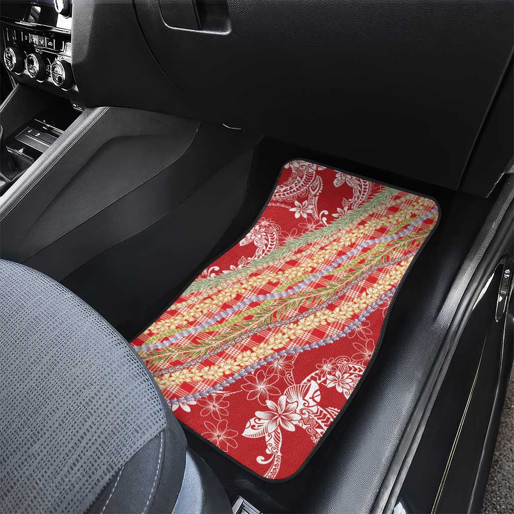 Red Palaka Hawaii Leis Car Mats Hawaiian-plaid Elegant Tropical Vibes - Polynesian Pride