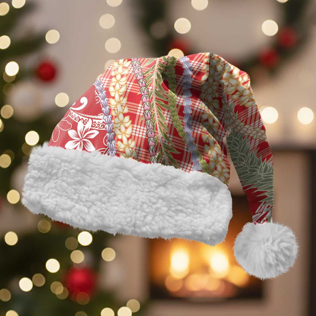 Red Palaka Hawaii Leis Christmas Santa Hat Hawaiian-plaid Elegant Tropical Vibes - Polynesian Pride