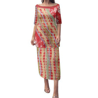 Red Palaka Hawaii Leis Family Matching Puletasi and Hawaiian Shirt Hawaiian-plaid Elegant Tropical Vibes - Polynesian Pride