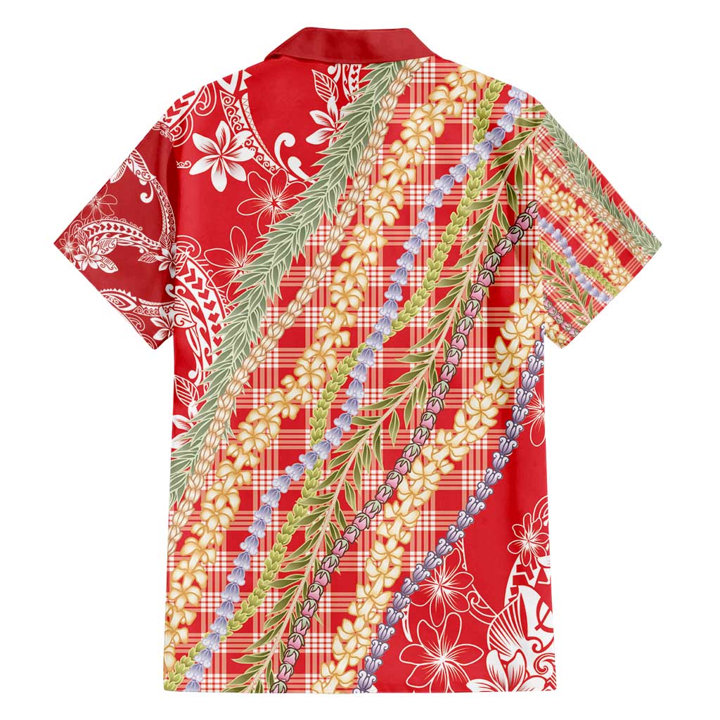 Red Palaka Hawaii Leis Family Matching Summer Maxi Dress and Hawaiian Shirt Hawaiian-plaid Elegant Tropical Vibes - Polynesian Pride