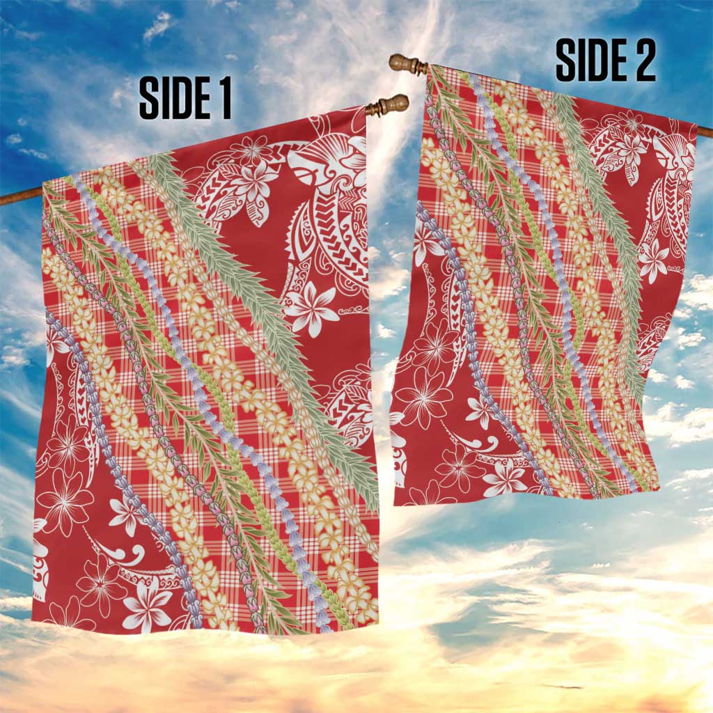 Red Palaka Hawaii Leis Garden Flag Hawaiian-plaid Elegant Tropical Vibes - Polynesian Pride
