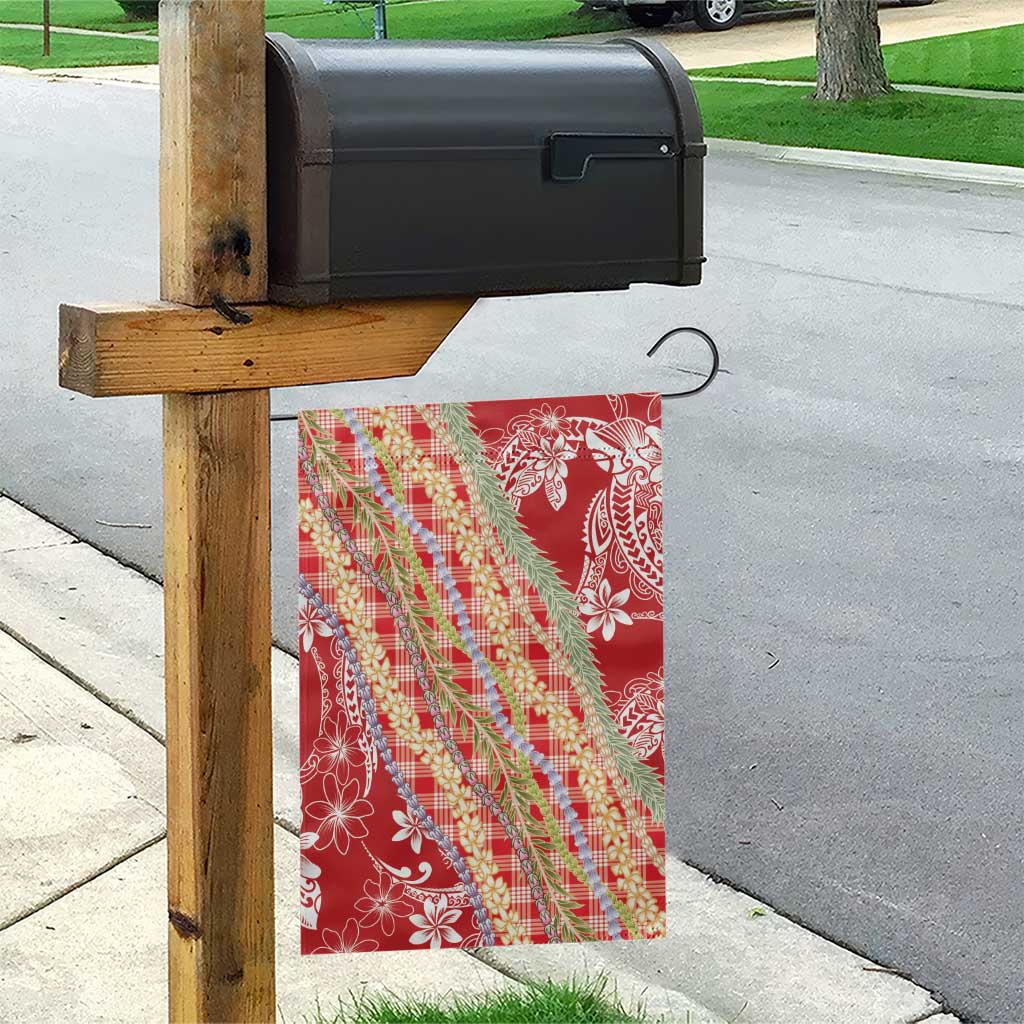 Red Palaka Hawaii Leis Garden Flag Hawaiian-plaid Elegant Tropical Vibes - Polynesian Pride