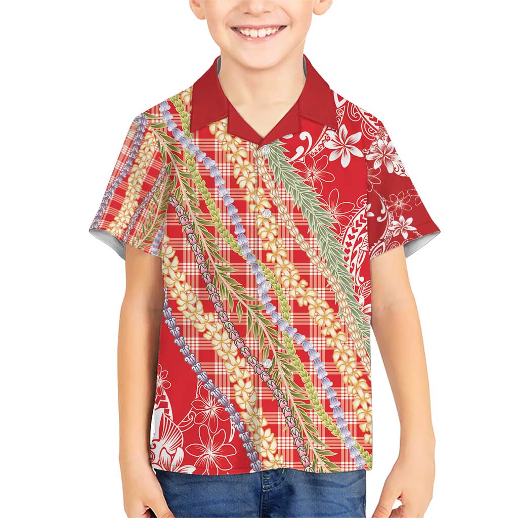 Red Palaka Hawaii Leis Hawaiian Shirt Hawaiian-plaid Elegant Tropical Vibes - Polynesian Pride