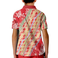 Red Palaka Hawaii Leis Kid Polo Shirt Hawaiian-plaid Elegant Tropical Vibes - Polynesian Pride