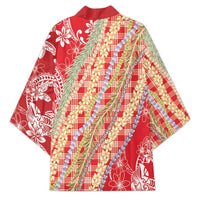 Red Palaka Hawaii Leis Kimono Hawaiian-plaid Elegant Tropical Vibes - Polynesian Pride