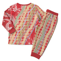 Red Palaka Hawaii Leis Christmas Pajama Set Hawaiian-plaid Elegant Tropical Vibes - Polynesian Pride