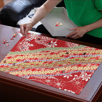 Red Palaka Hawaii Leis Puzzle Hawaiian-plaid Elegant Tropical Vibes - Polynesian Pride