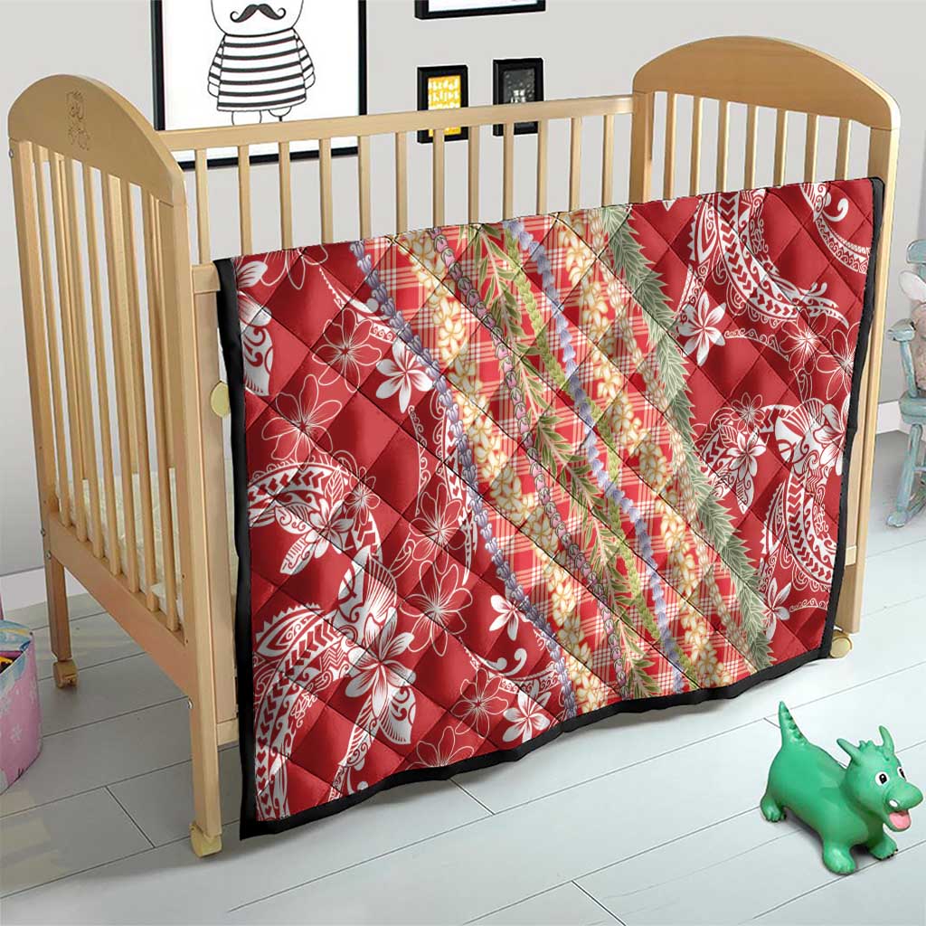 Red Palaka Hawaii Leis Quilt Hawaiian-plaid Elegant Tropical Vibes - Polynesian Pride