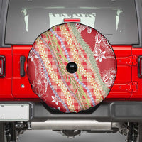 Red Palaka Hawaii Leis Spare Tire Cover Hawaiian-plaid Elegant Tropical Vibes - Polynesian Pride