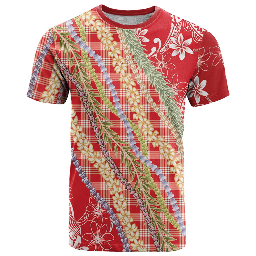 Red Palaka Hawaii Leis T Shirt Hawaiian-plaid Elegant Tropical Vibes - Polynesian Pride