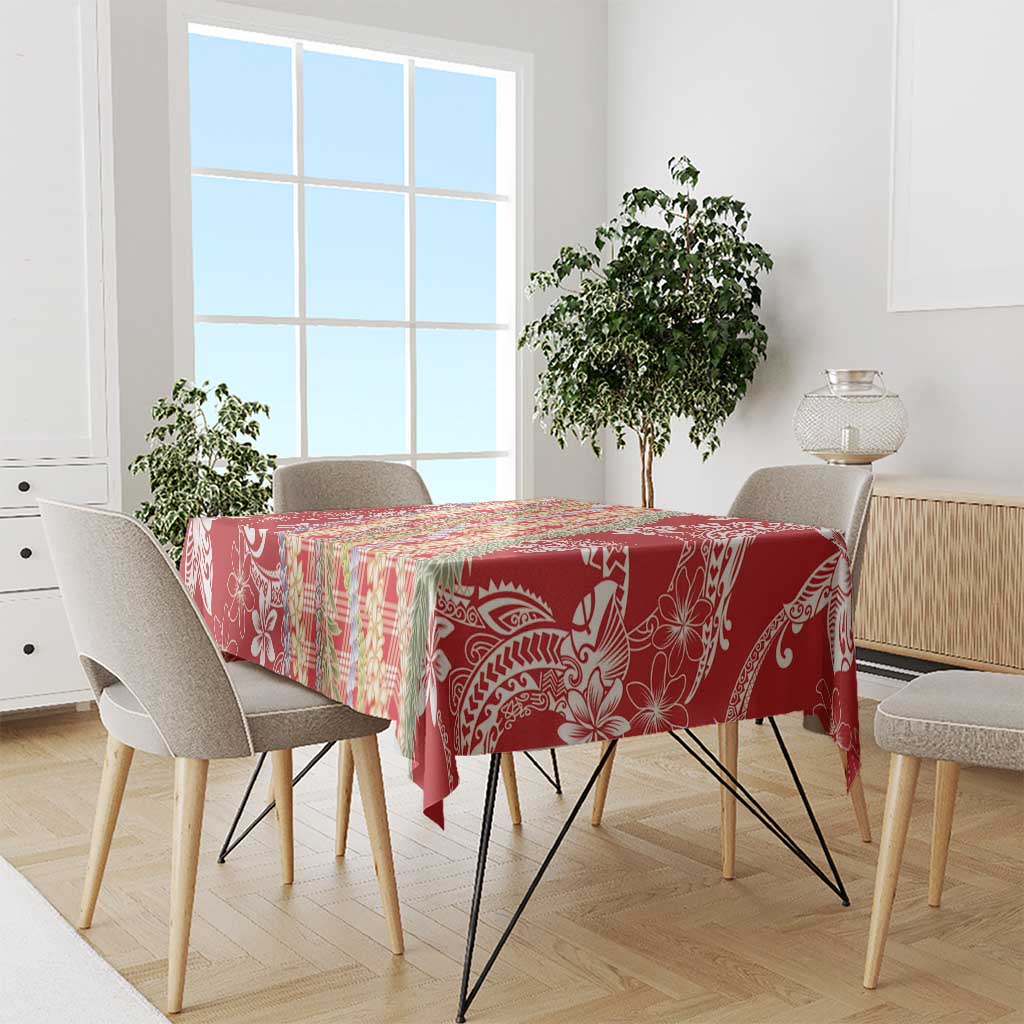Red Palaka Hawaii Leis Tablecloth Hawaiian-plaid Elegant Tropical Vibes - Polynesian Pride