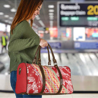 Red Palaka Hawaii Leis Travel Bag Hawaiian-plaid Elegant Tropical Vibes - Polynesian Pride