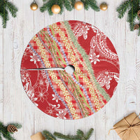 Red Palaka Hawaii Leis Tree Skirt Hawaiian-plaid Elegant Tropical Vibes - Polynesian Pride