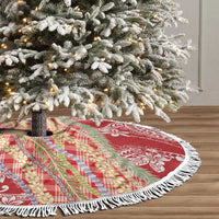 Red Palaka Hawaii Leis Tree Skirt Hawaiian-plaid Elegant Tropical Vibes - Polynesian Pride