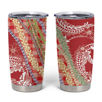Red Palaka Hawaii Leis Tumbler Cup Hawaiian-plaid Elegant Tropical Vibes - Polynesian Pride