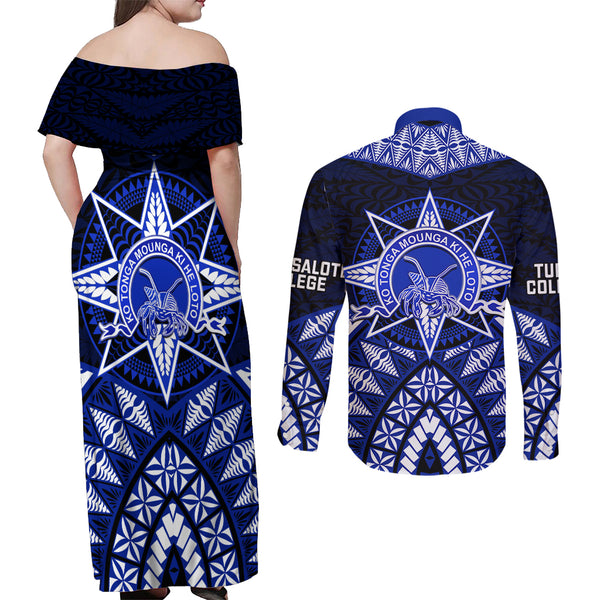 Tonga School Tupou College Off Shoulder Sweater Tribal Pattern LT6