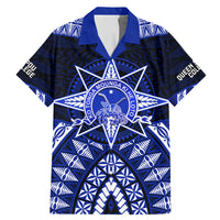 Tonga Tupou College And Queen Salote College Family Matching Mermaid Dress and Hawaiian Shirt Tongan Ngatu Pattern LT14 Dad's Shirt - Short Sleeve Blue - Polynesian Pride