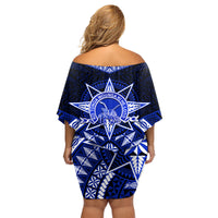 Tonga Tupou College And Queen Salote College Family Matching Off Shoulder Short Dress and Hawaiian Shirt Tongan Ngatu Pattern LT14 - Polynesian Pride