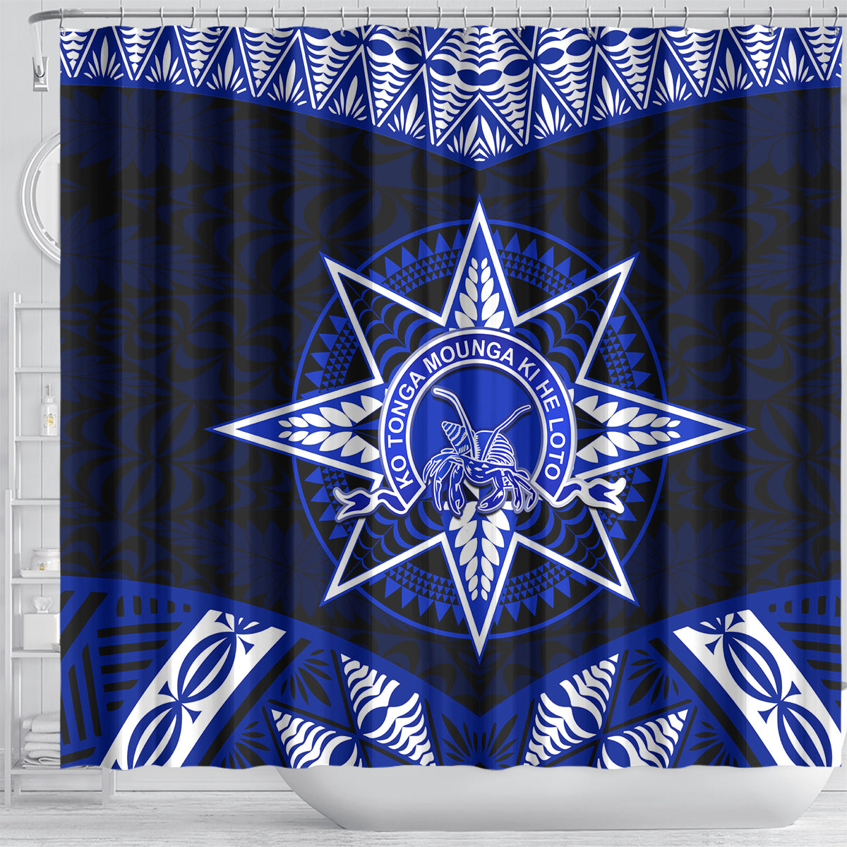 Tonga Tupou College And Queen Salote College Shower Curtain Tongan Ngatu Pattern LT14 - Polynesian Pride