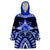 Tonga Tupou College And Queen Salote College Wearable Blanket Hoodie Tongan Ngatu Pattern LT14 One Size Blue - Polynesian Pride