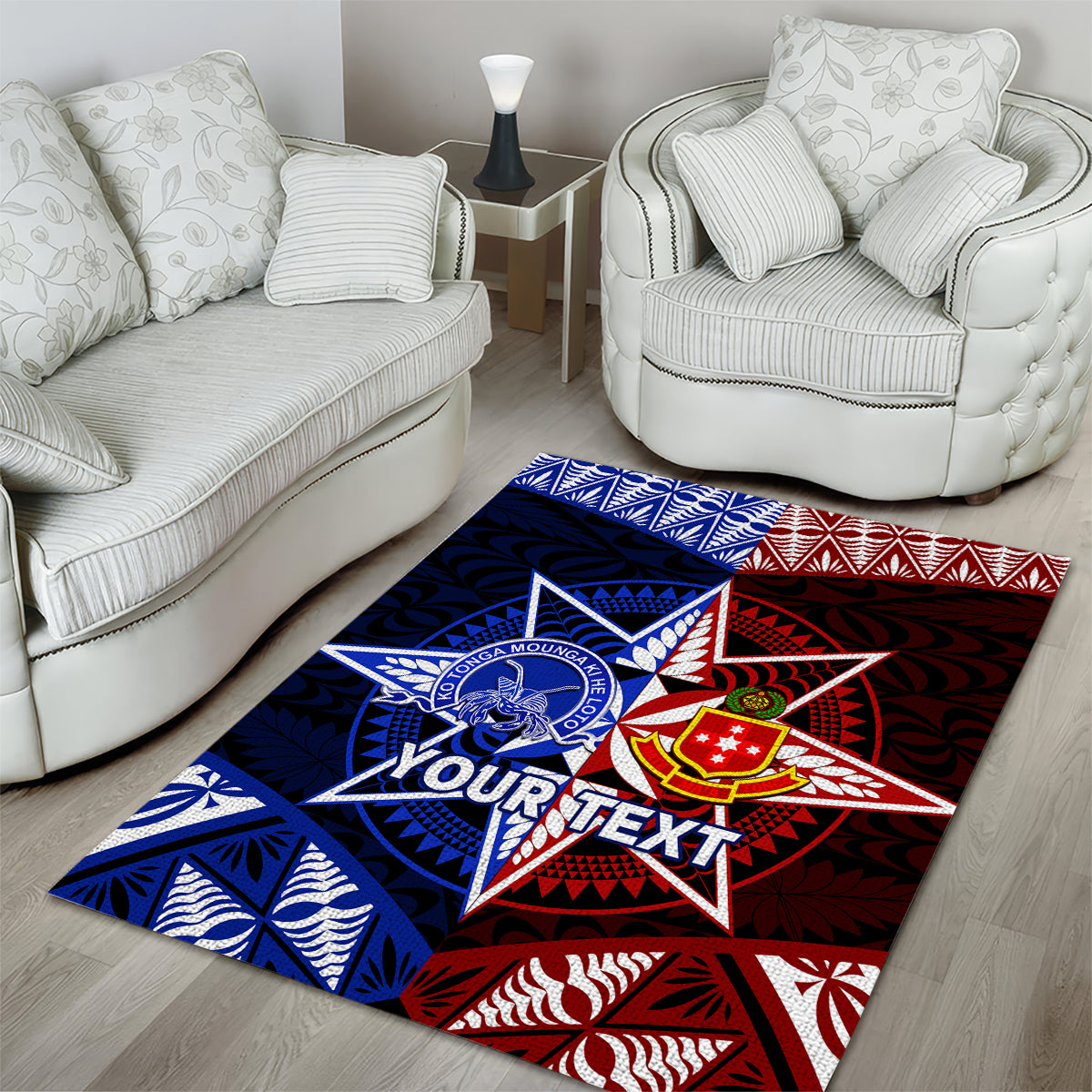 Personalised Tupou College And Kolisi Tonga Atele Area Rug Tongan Ngatu Pattern LT14 - Polynesian Pride