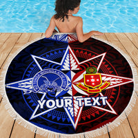 Personalised Tupou College And Kolisi Tonga Atele Beach Blanket Tongan Ngatu Pattern LT14 - Polynesian Pride