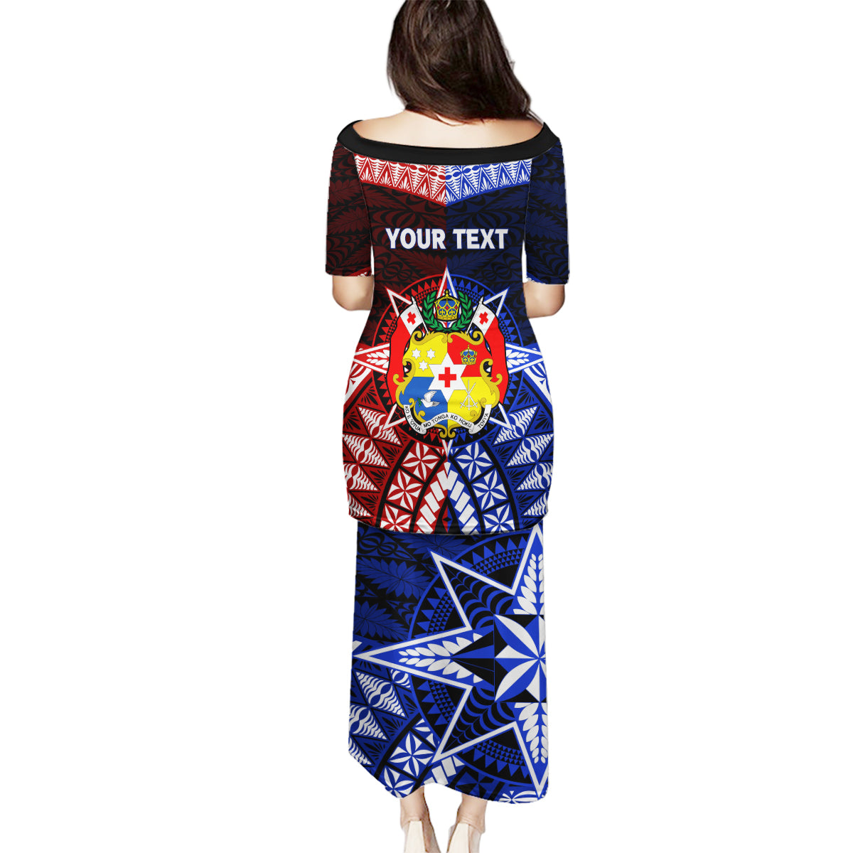 Personalised Tupou College And Kolisi Tonga Atele Family Matching Puletasi Dress and Hawaiian Shirt Tongan Ngatu Pattern LT14 - Polynesian Pride