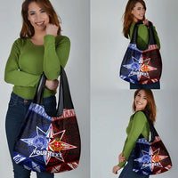 Personalised Tupou College And Kolisi Tonga Atele Grocery Bag Tongan Ngatu Pattern