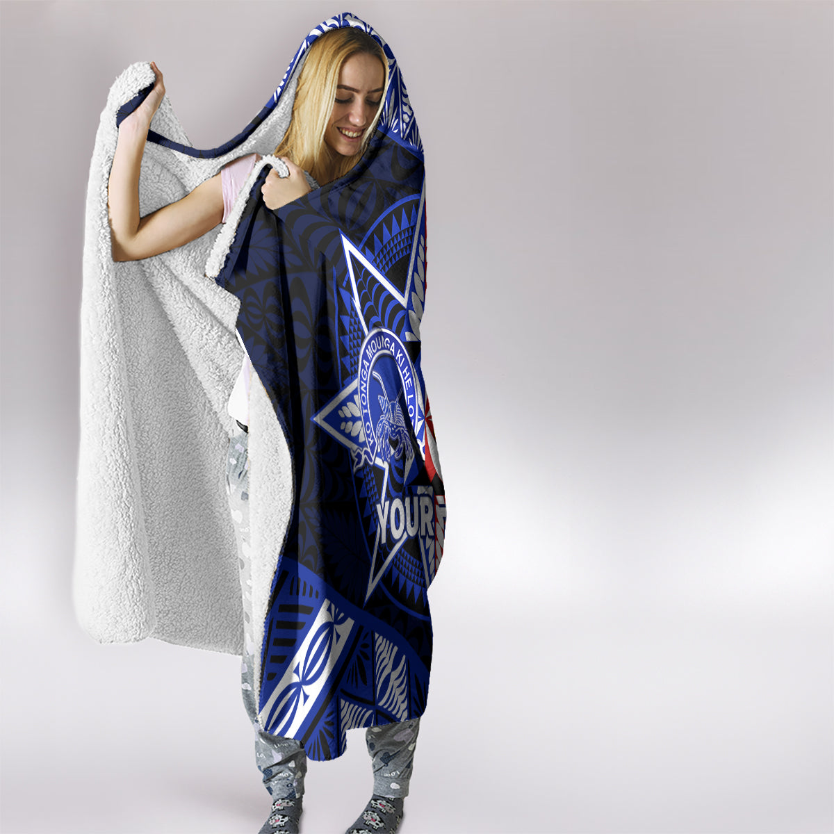 Personalised Tupou College And Kolisi Tonga Atele Hooded Blanket Tongan Ngatu Pattern LT14 - Polynesian Pride