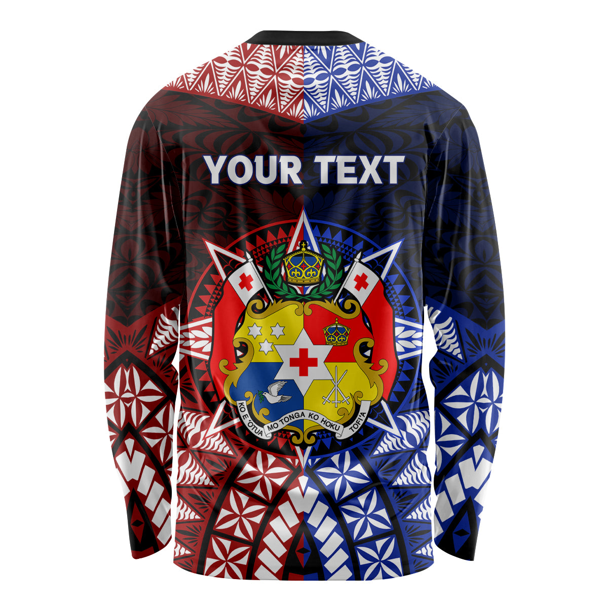 Personalised Tupou College And Kolisi Tonga Atele Long Sleeve Shirt Tongan Ngatu Pattern LT14 - Polynesian Pride