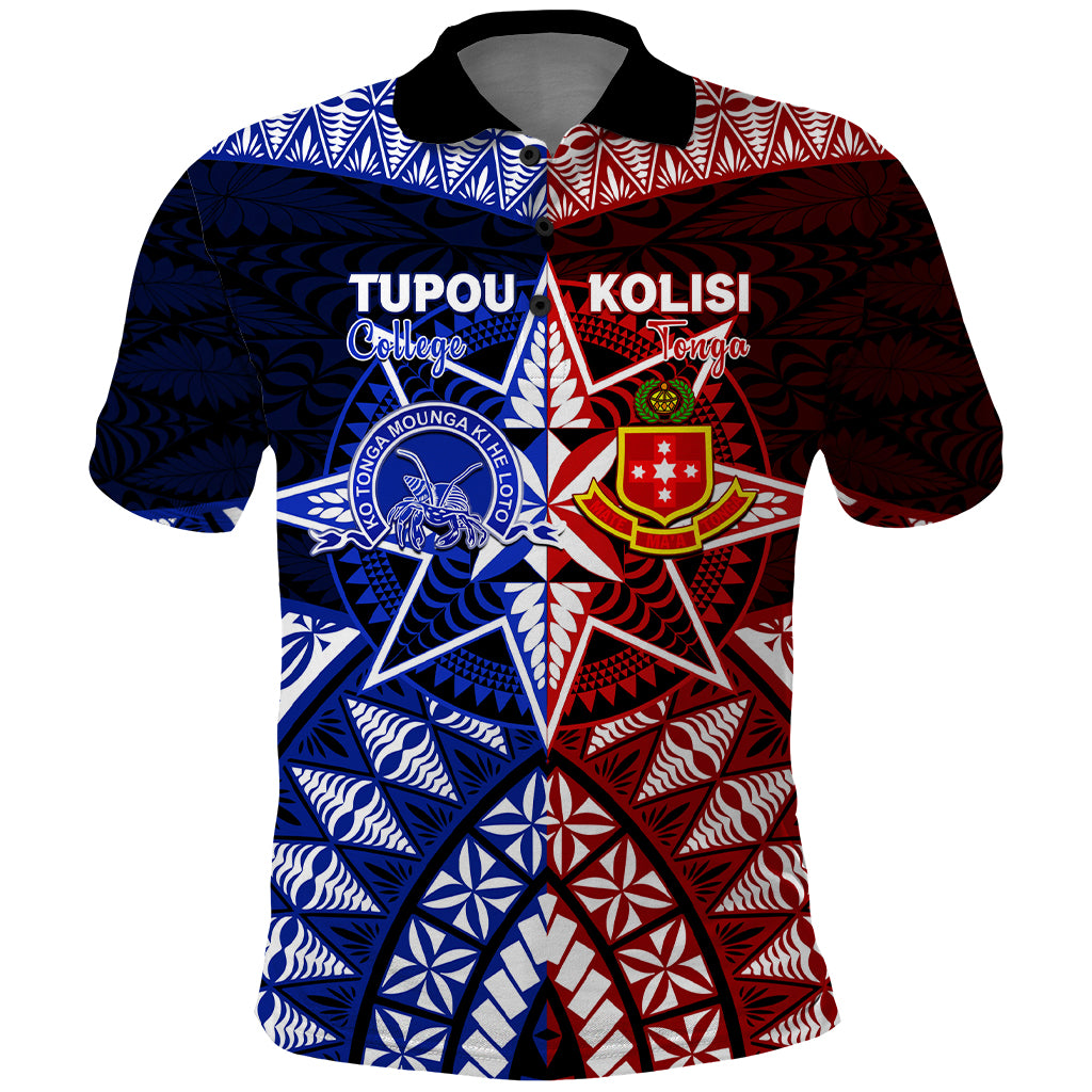 Personalised Tupou College And Kolisi Tonga Atele Polo Shirt Tongan Ngatu Pattern LT14 Blue - Polynesian Pride