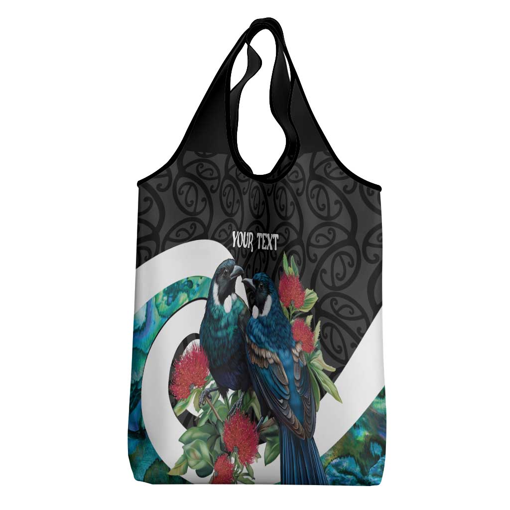 Personalised Valentine's Day New Zealand Grocery Bag Tui Bird Couple Kowhaiwhai Mix Pohutukawa