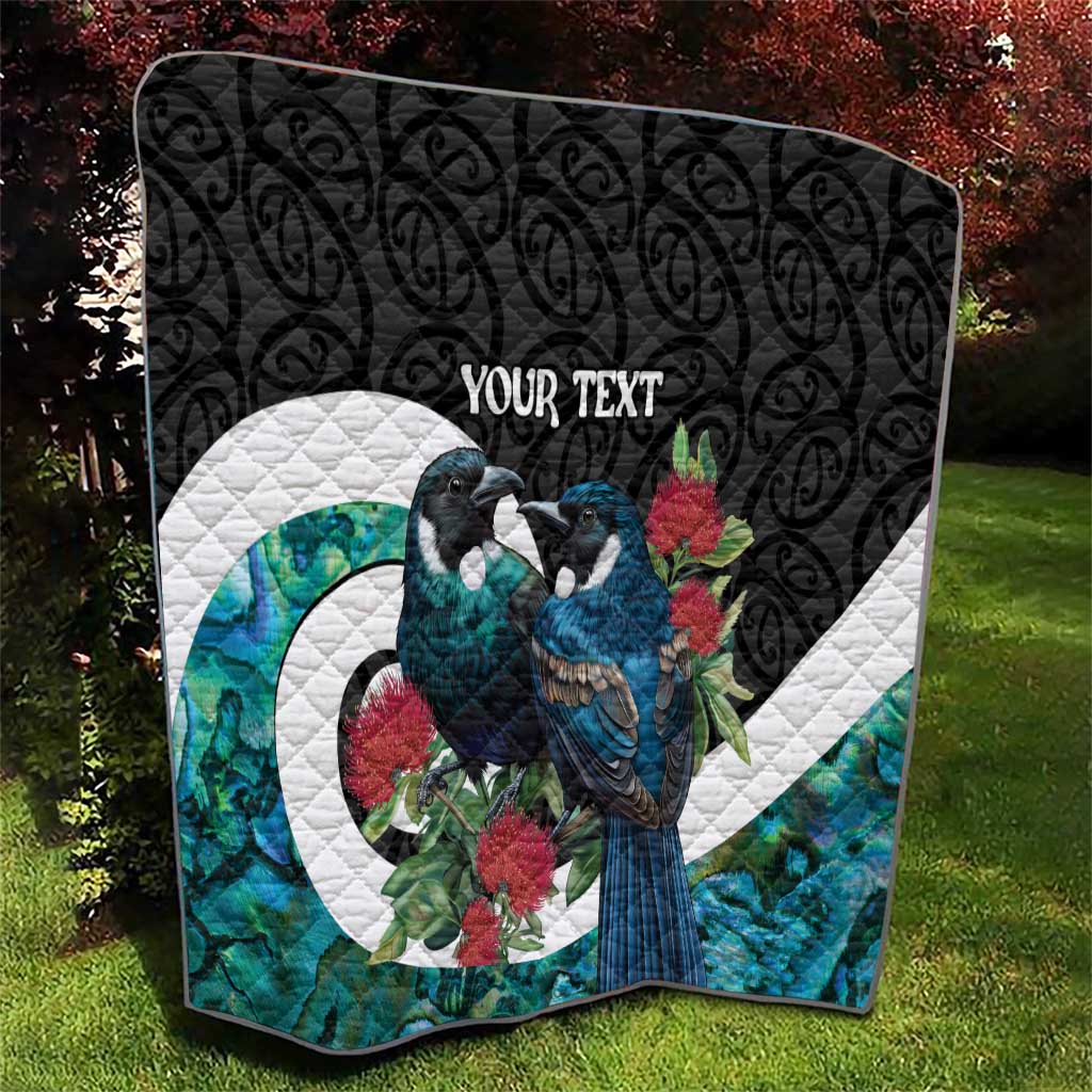 Personalised Valentine's Day New Zealand Quilt Tui Bird Couple Kowhaiwhai Mix Pohutukawa