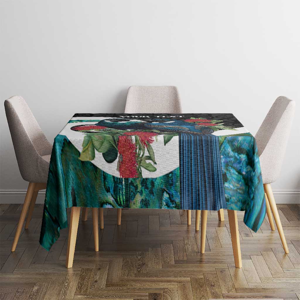 Personalised Valentine's Day New Zealand Tablecloth Tui Bird Couple Kowhaiwhai Mix Pohutukawa